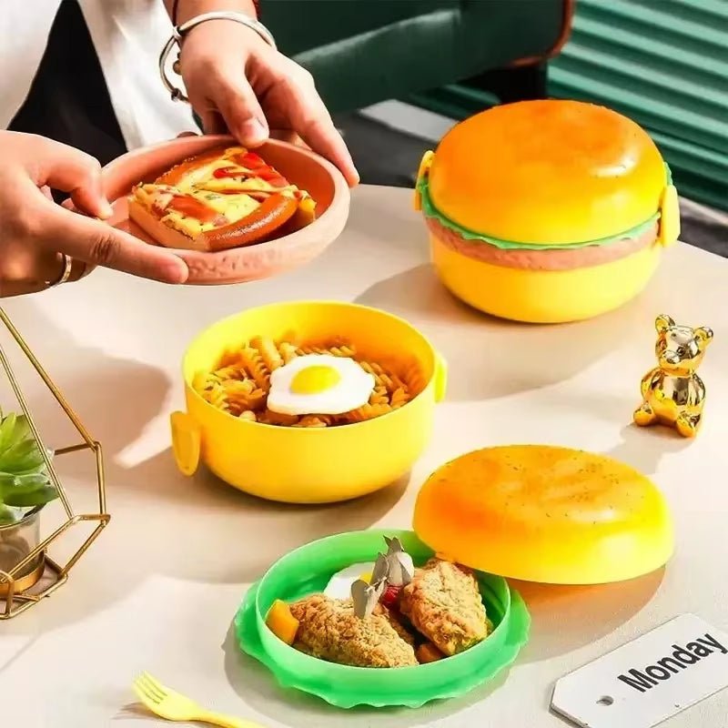 1PC Creative Hamburger Plastic Lunch Box Cute Cookie Shape Bento Box Lunch Box Students Cartoon Children BentoBox Tableware - BIG SHOP HOUSE