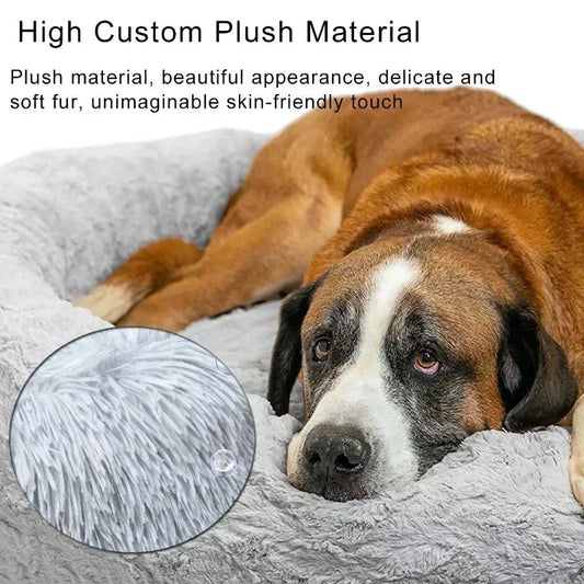 Plush Round Dog Bed | Cozy & Comfortable Pet Sleeping Solution