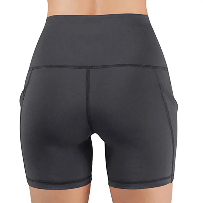 Women High Waist Hip Lifting Shorts Pocket Yoga Short Pant