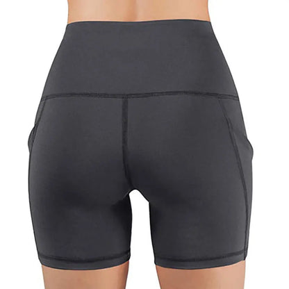 Women High Waist Hip Lifting Shorts Pocket Yoga Short Pant