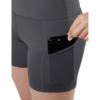 Women High Waist Hip Lifting Shorts Pocket Yoga Short Pant