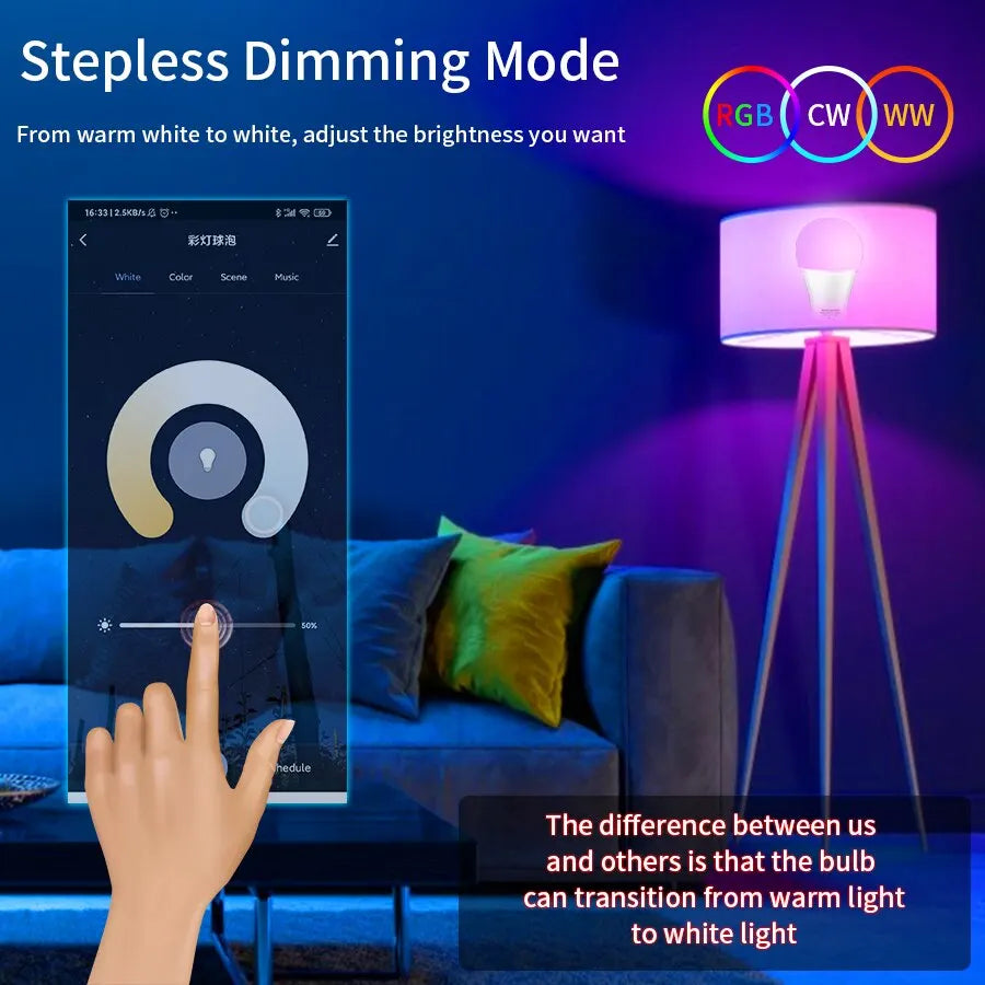 Dimmable Light Bluetooth RGB Bulb