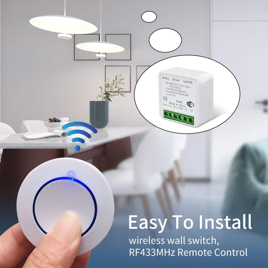 Wireless Mini Round Push Button Switch Alexa Google Assistant