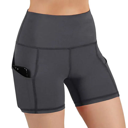 Women High Waist Hip Lifting Shorts Pocket Yoga Short Pant