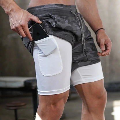 2 In 1 Quick Dry Workout Training Gym Fitness Jogging Short Pants