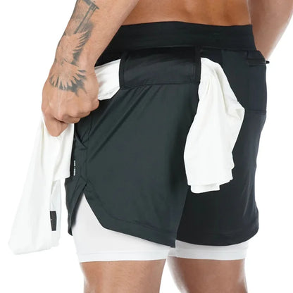 2 In 1 Quick Dry Workout Training Gym Fitness Jogging Short Pants