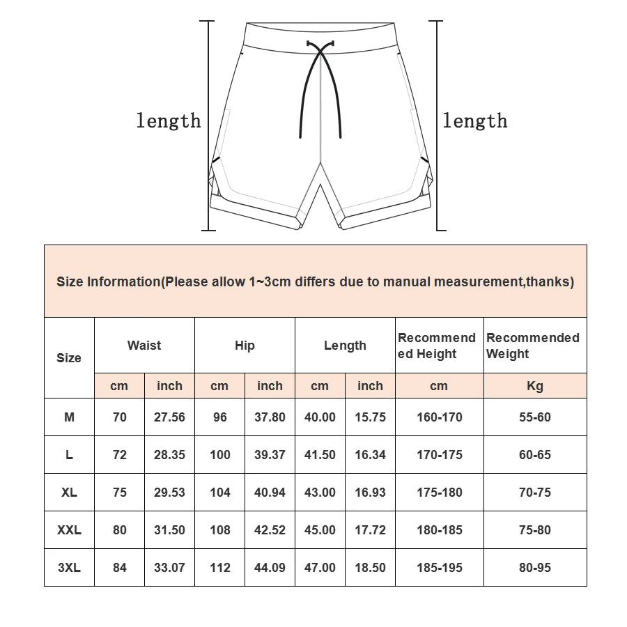 2 In 1 Quick Dry Workout Training Gym Fitness Jogging Short Pants