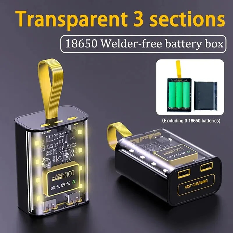 Power Bank Cases Battery Storage Box Night Light Dual USB Charge