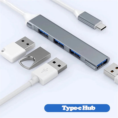 USB Type C 4 in 1 Aluminum Alloy Splitter Adapter