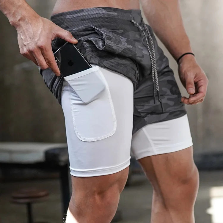 2 In 1 Quick Dry Workout Training Gym Fitness Jogging Short Pants