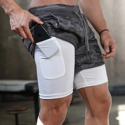 2 In 1 Quick Dry Workout Training Gym Fitness Jogging Short Pants