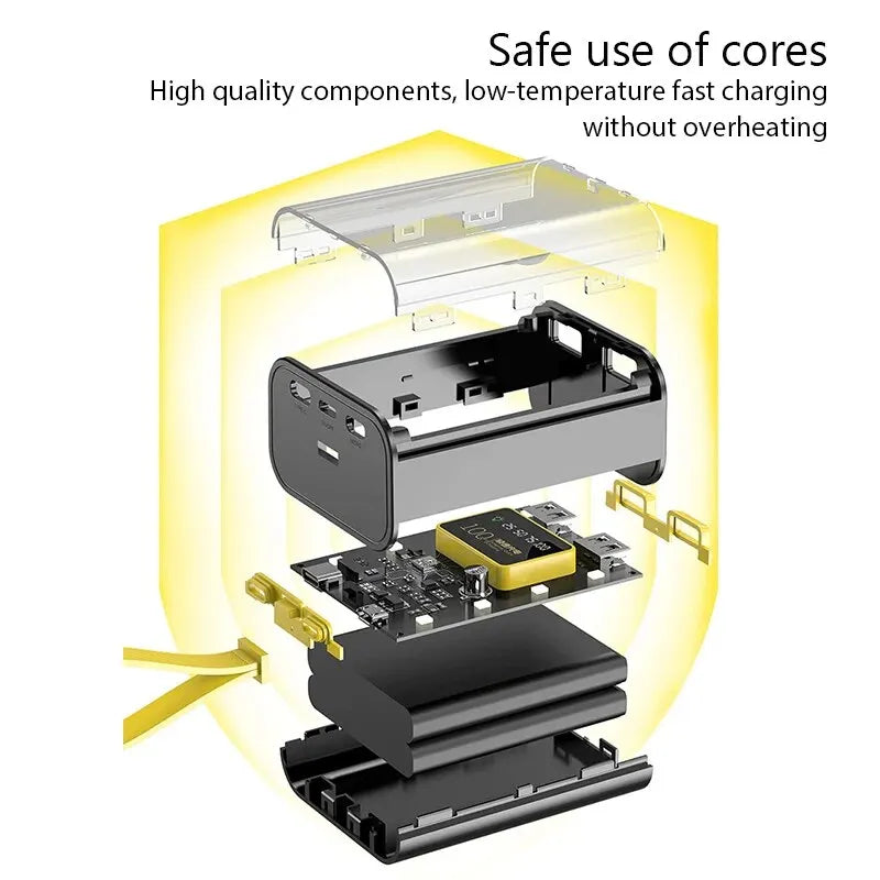 Power Bank Cases Battery Storage Box Night Light Dual USB Charge